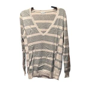 Wallace Women's V-neck Striped Rabbit Hair Cashmere Blend Small